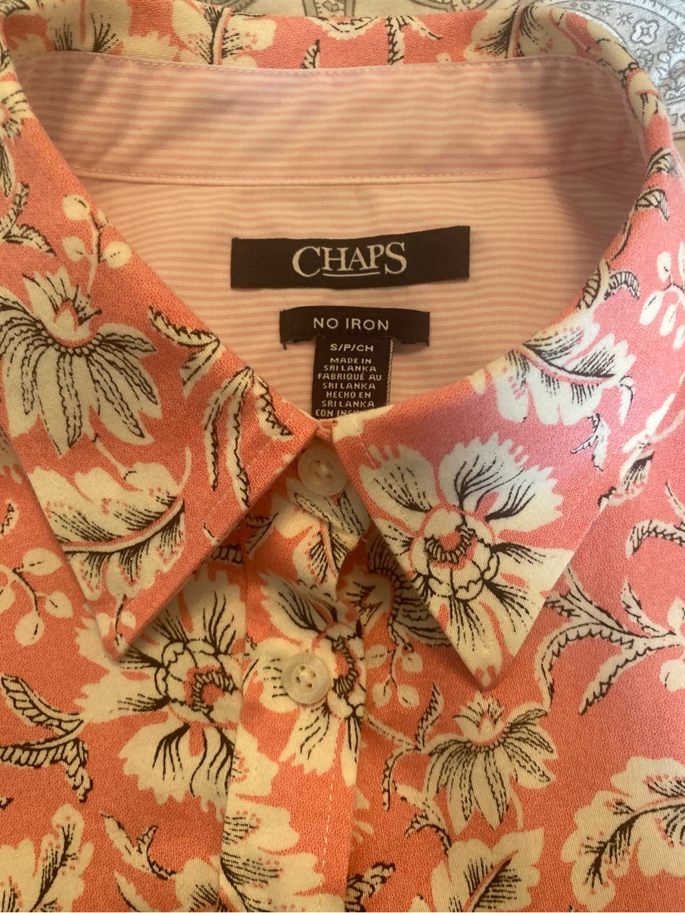 Chaps Women’s Coral Floral No-Iron Button-Up Shirt